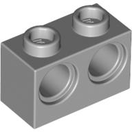 Lego Technic Brick 1 x 2 [2 Pin Holes] / Light Bluish Gray
