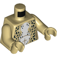 Lego Torso Leopard with Black Spots and White Fur Print, Tan Arms and Hands / Tan