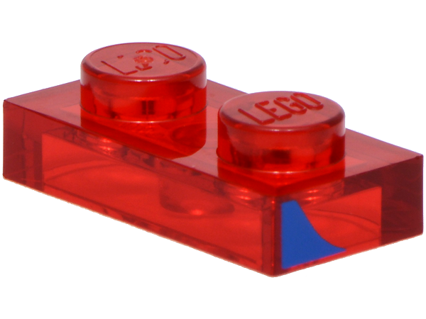 Lego Plate 1 x 2 with Blue Curved Stripe Pattern Model Right Side