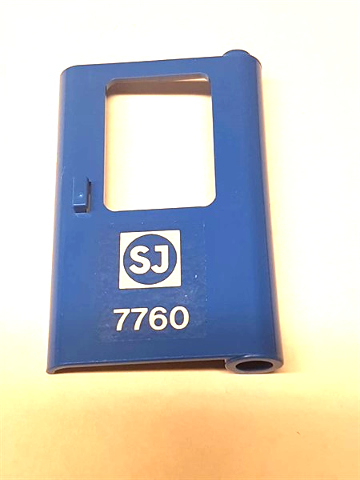 Lego Door 1 x 4 x 5 Train Right, Thin Support at Bottom with Swedish Train Logo and '7760' Pattern (Sticker) - Set 7760 / Blue