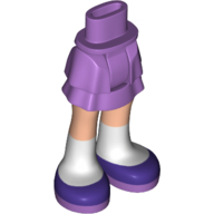 Lego Minidoll Hips and Layered Skirt with Light Nougat Legs, White Socks and Dark Purple Shoes Print
