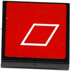 Lego Tile, Modified 2 x 2 Inverted with White Diamond on Red Background Pattern (Sticker) - Set 75873