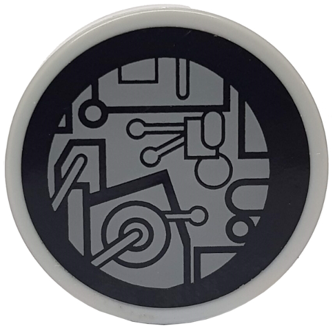 Lego Tile, Round 2 x 2 with SW Millennium Falcon Circuitry Pattern (Sticker) - Sets 7778 / 7965