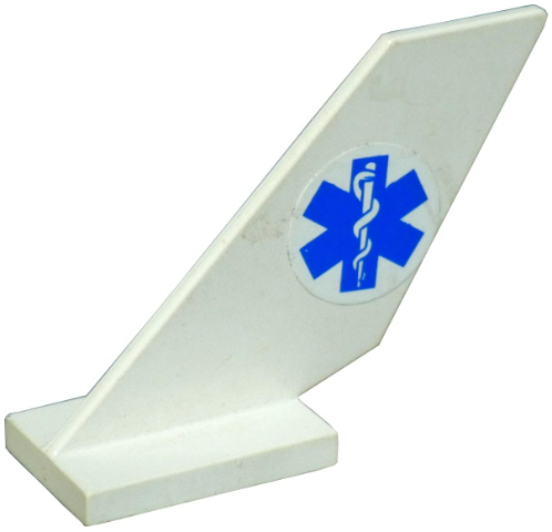 Lego Tail Shuttle with EMT Star of Life (White Snake) Pattern on Both Sides (Stickers) - Set 7903 / White