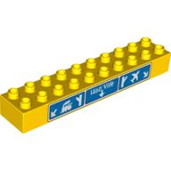 Lego Duplo Brick 2 x 10 with 'Legoville', Train, and Airport Sign Print / Yellow