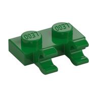 Lego Plate Special 1 x 2 with Clips Horizontal [Thick U-Clips] / Green