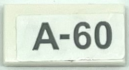Lego Tile 1 x 2 with Light Bluish Gray 'A-60' Pattern (Sticker) - Set 75975