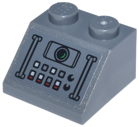 Lego Slope 45 2 x 2 with Control Panel with Handles, Button, and Lens Pattern (Sticker) - Set 76269 / Dark Bluish Gray