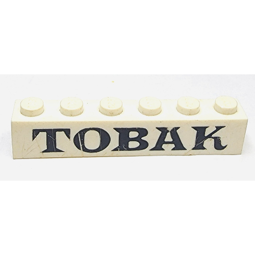 Lego Brick 1 x 6 with 'TOBAK' Serif Black Print