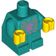 Lego Baby / Toddler Body with Fixed Arms and Yellow Hands Sparkle Baby with Pink Star, Silver Rays and Spots / Dark Turquoise