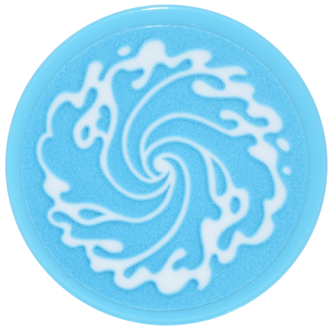 Lego Tile, Round 2 x 2 with Bottom Stud Holder with White Swirling Water and Waves Pattern (Sticker) - Set 43299