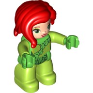 Lego Duplo Figure with Long Hair Section in Front, Lime Legs, Lime Hands, Green Leaves Print (Poison Ivy)