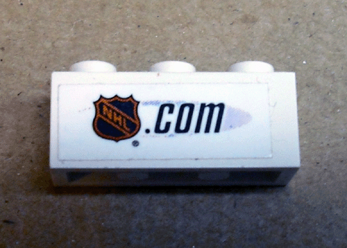 Lego Brick 1 x 3 with 'NHL.com' Pattern (Sticker) - Set 3578