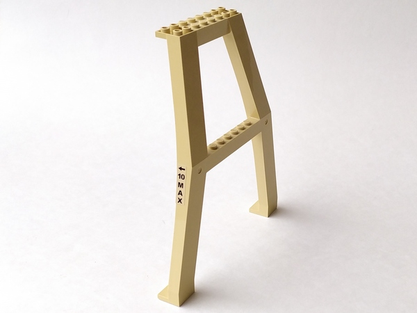 Lego Support Crane Stand Double with Black Arrow and '10 MAX' Pattern on Left Side (Sticker) – Set 7637 / Tan