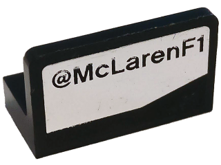 Lego Panel 1 x 2 x 1 with '@McLarenF1' Pattern Model Left Side (Sticker) - Set 75911 / Black