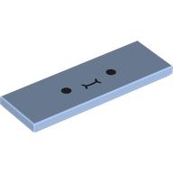 Lego Tile 2 x 6 with Face, Tight Mouth Print / Bright Light Blue