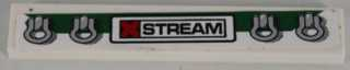 Lego Tile 1 x 6 with 4 Silver Tow Loops and Black and Red 'XSTREAM' Pattern (Sticker) - Set 8864 / White