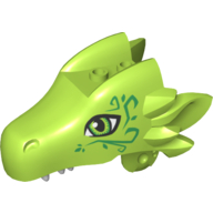 Lego Creature Body Part, Dragon Head Upper Jaw with 2 Studs on Top and Green Decorations Print