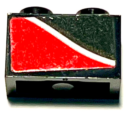 Lego Brick 1 x 2 with White Stripe on Red Background Pattern Model Right Side (Sticker) - Set 75882
