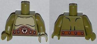 Lego Torso Cyclops with Fur and Belt with Skull and Jewels Pattern / Olive Green Arms / Olive Green Hands
