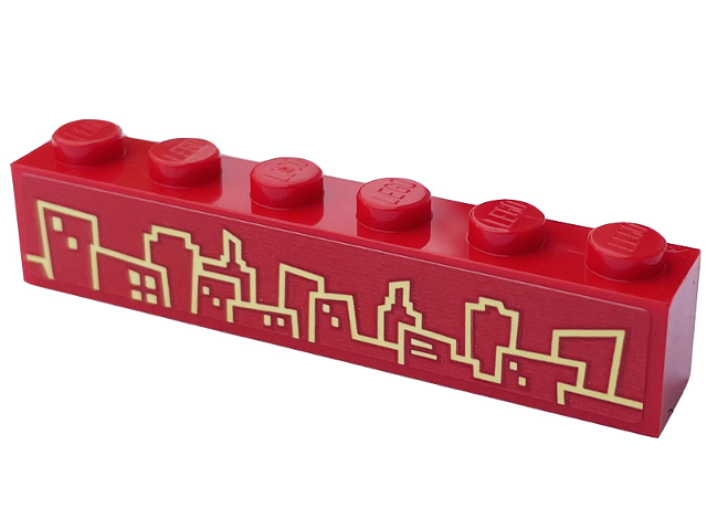 Lego Brick 1 x 6 with Bright Light Yellow Skyline Pattern (Sticker) - Set 60407