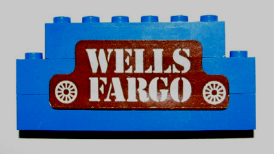 Lego Stickered Assembly 8 x 1 x 3 with 'WELLS FARGO' Pattern (Sticker) - Set 365
