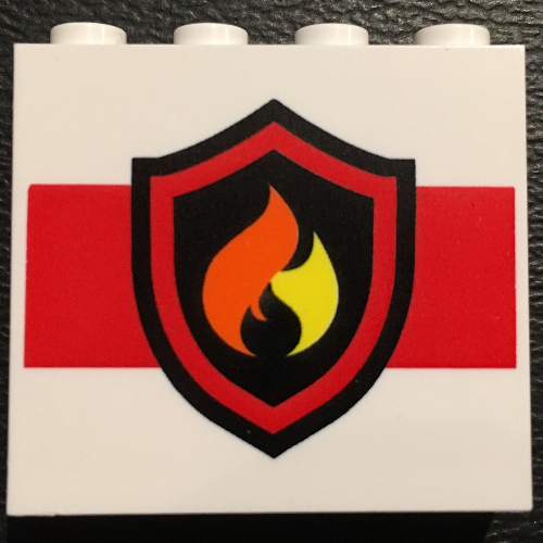 Lego Panel 1 x 4 x 3 with Black and Yellow Fire Logo Print