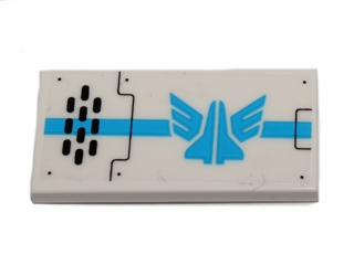 Lego Tile 2 x 4 with Blue Galaxy Squad Logo and Black Oval Holes Grille Pattern Model Left Side (Sticker) - Set 70701