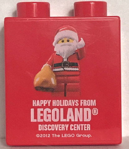 Lego Duplo, Brick 1 x 2 x 2 with Holidays 2012 Happy Holidays From LEGOLAND Discovery Center Pattern