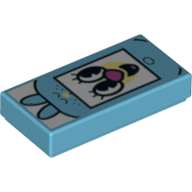 Lego Tile 1 x 2 with Clown Face Print / Medium Azure