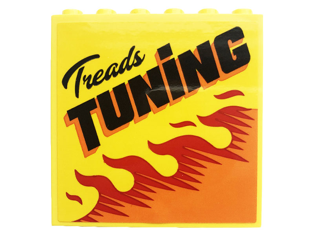 Lego Panel 1 x 6 x 5 with 'Treads TUNING' and Flames Pattern (Sticker) - Set 60258