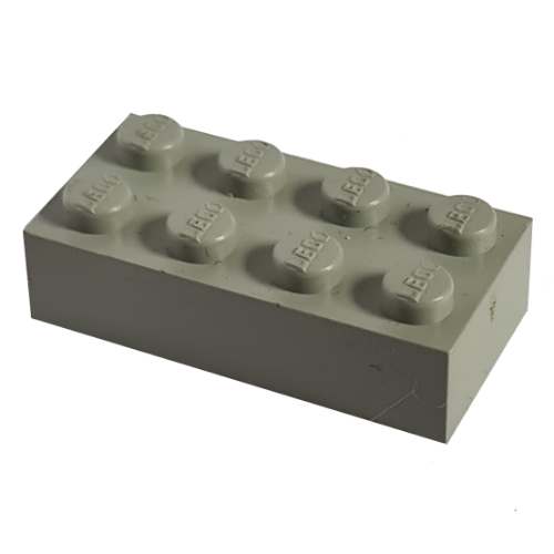 Lego Modulex Brick 2 x 4 with LEGO on Studs / Modulex Light Gray