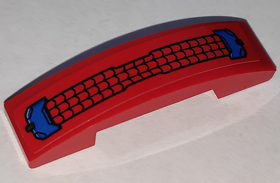Lego Slope, Curved 4 x 1 x 2/3 Double with Black Webbing and Blue Hull Plates Pattern (Sticker) - Set 76151