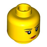 Lego Minifig Head Nya, Eyelashes, Red Eyeshadow, Red Lips / Red Bandanna Covering Mouth Print / Yellow