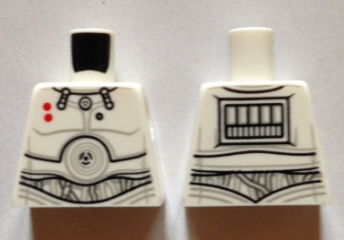 Lego Torso SW K-3PO 2 Red Dots Detailed Pattern / White