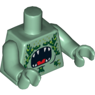 Lego Torso Barracuda with Open Mouth and Seaweed Print, Sand Green Arms and Hands / Sand Green