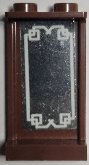 Lego Panel 1 x 2 x 3 with Side Supports - Hollow Studs with Silver Mirror with White Border Pattern (Sticker) - Set 21344