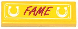 Lego Tile 1 x 3 with 2 Horseshoes and 'FAME' Pattern (Sticker) - Set 41039