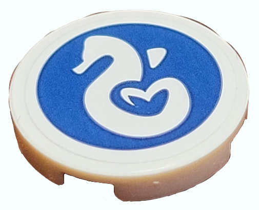 Lego Tile, Round 2 x 2 with Bottom Stud Holder with Heartlake Rescue Seahorse Logo on Dark Blue Background Pattern (Sticker) - Set 41380
