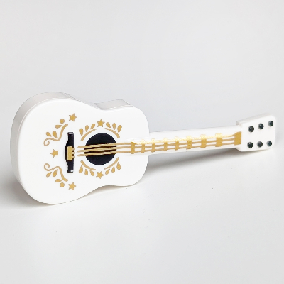 Lego Musical Instrument Guitar Acoustic with Gold Strings and Decorations Print / White