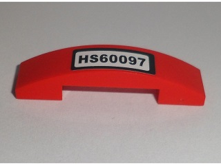 Lego Slope, Curved 4 x 1 x 2/3 Double with 'HS60097' Pattern (Sticker) - Set 60097