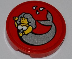 Lego Tile, Round 2 x 2 with Mermaid Pattern (Sticker) - Set 7984