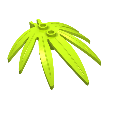 Lego Plant, Leaves 6 x 5 Swordleaf with Clip [Thick U Clip] / Lime