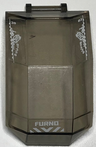 Lego Windscreen 4 x 4 x 4 2/3 with Bar Handle with White Chevron, Targets, 'FURNO' and '07330' Pattern (Stickers) - Set 44018
