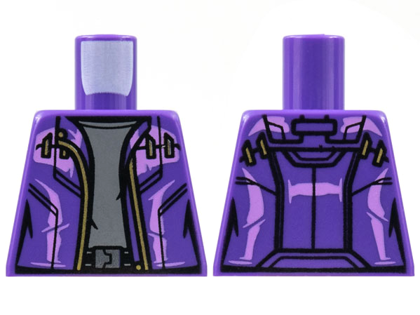 Lego Torso Jacket, Lavender Trim, Gold Zipper, Dark Bluish Gray Shirt Pattern / Dark Purple