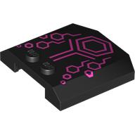 Lego Brick Wedged, Curved Triple 4 x 4 x 2/3, 2 Studs with Dark Pink Hexagons Print