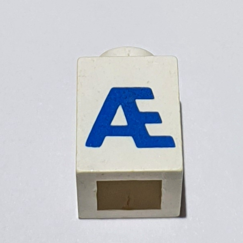 Lego Brick 1 x 1 with Blue Danish 'Æ' Print (Bold Font)