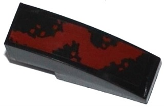 Lego Slope, Curved 3 x 1 with Dark Red Spatter Pattern Left (Sticker) - Set 76020