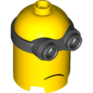 Lego Minifig Head Special, Minion, High, 2-Eyed Goggles, Sad print / Yellow