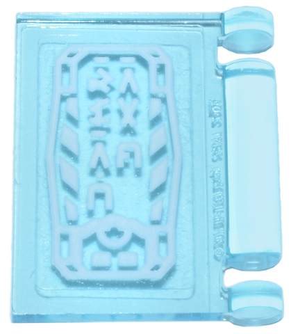 Lego Minifigure, Utensil Book Cover with White Tablet Computer and Ninjago Logogram 'DR LAROW' Pattern (Sticker) - Set 71837 / Trans-Light Blue